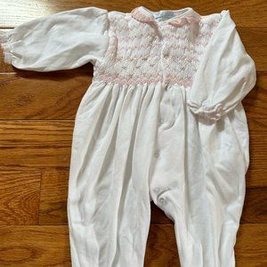 NWOT Mini La Mode Smoked Rosebud Footie; White; 3-6 months
